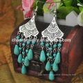 Hot Sale Retro Bohemian Style Turquoise Beaded Tassel Pendant Earrings Jewelry For Woman SSEH039